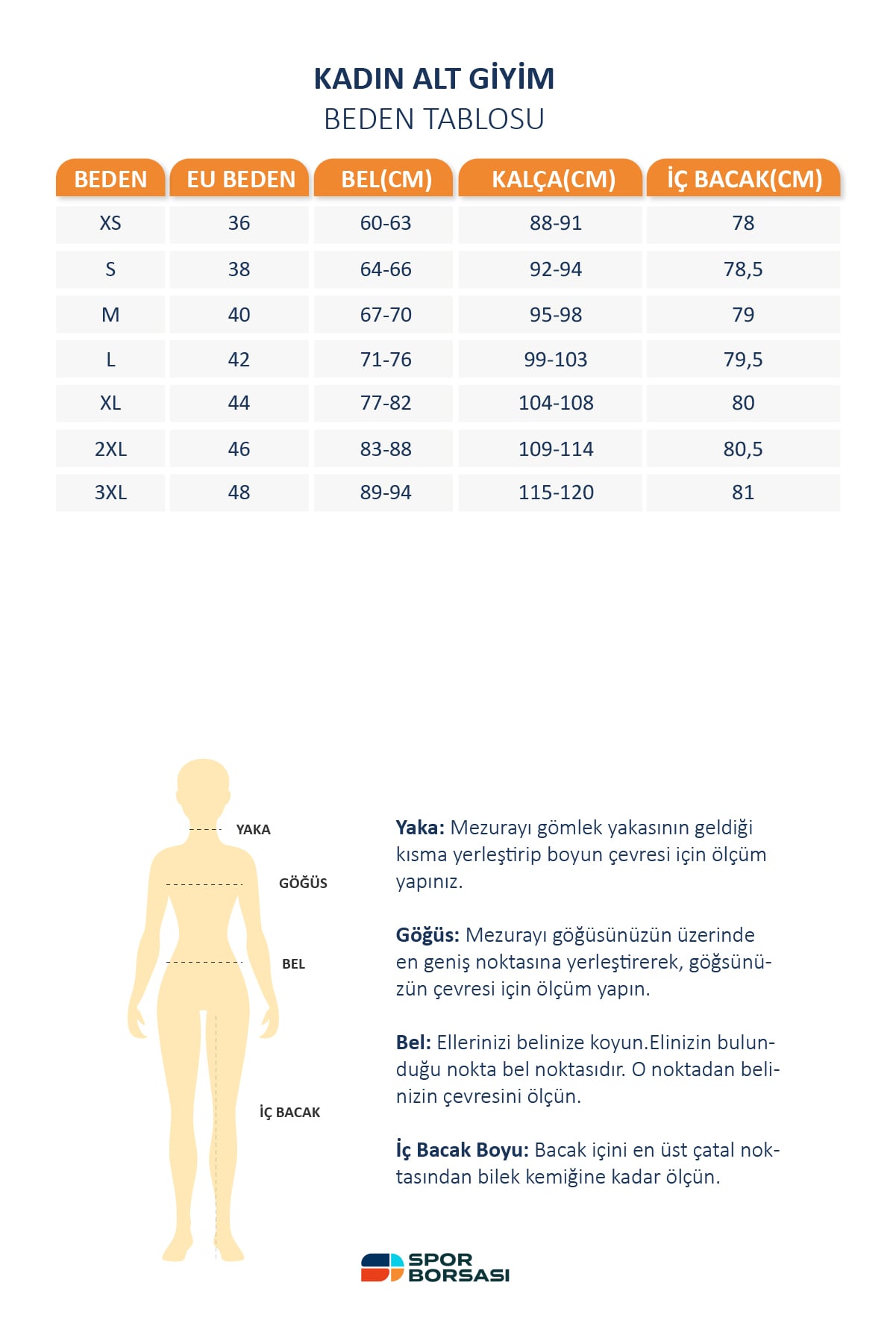 Puma kadın alt giyim beden tablosu